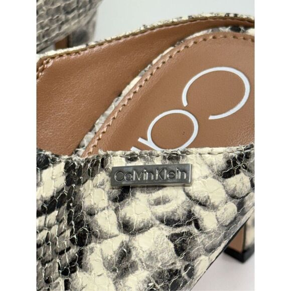 Calvin Klein Sandals Size 8 Snakeskin Open Toe Leather Heels - Picture 6 of 10